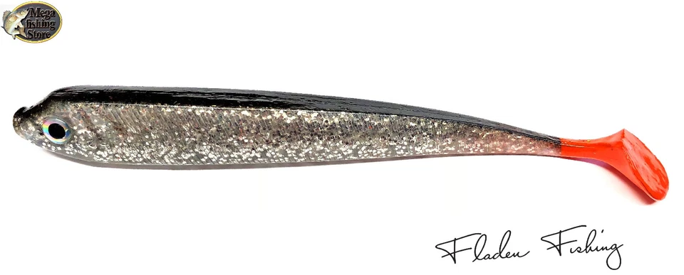 FLADEN Shad Gummifisch Silber Rot 13cm 15cm 20cm Hecht Zander Butt Dorsch - Bild 1 von 1