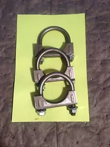 3x 1.75"-1 3/4" EXHAUST MUFFLER HANGER 3/8" U BOLT CLAMPS - Foto 1 di 1
