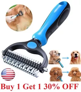Pet Grooming Brush 2 Sided Undercoat Dog Cat Shedding Comb Tool Pets NEW , - Picture 1 of 12