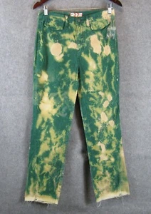 We The Free People Straight Leg Corduroy Pants Green Tie Dye Size 27 - Picture 1 of 6