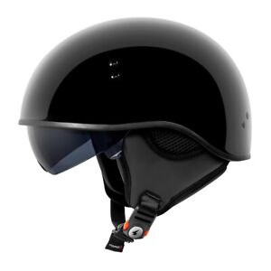 Torc T59 Half Shell Motorcycle Helmet Gloss Black Large Drop Down Sun Shield