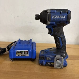 Kobalt KID 124B-03 Brushless 1/4" Impact Driver 24V Li Ion - W/ Battery- Charger - Picture 1 of 11