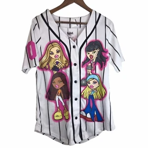 Bratz Dolls Juniors Baseball Jersey Top Short Sleeves Size Large Hot Pink NWT - Picture 1 of 12