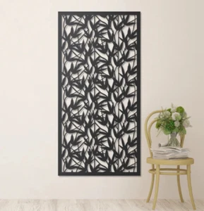πΌοΈ Modern Laser Cut Metal Wall Art Panel β Black Leaf Design β Home Decor - Picture 1 of 6