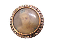 "Brosche" mit Diamanten - Miniatur-Bild "Marie Antoinette" um 1800 - "585" GOLD