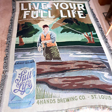 Fishing Scene 4 Hands Brewing Co St.Loius Mo Woven Throw Tapestry Blanket Large
