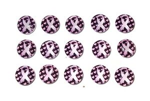 CANCER Pink RIBBON AWARENESS Thumb Tacks - 15 Handmade GLASS Decorative Breast