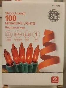 GE String-A-Long 100-Count 20.6-ft RED Christmas String Lights On Green wire NEW