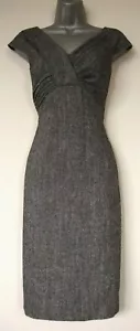 HOBBS Sz 8 Eu36 189.00 Grey Tweed WOOL Designer Shift Dress Work Office Business - Picture 1 of 7