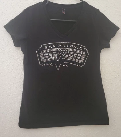 District Made San Antonio Spurs NBA Bling Top Black Size Small Shirt EUC Cover