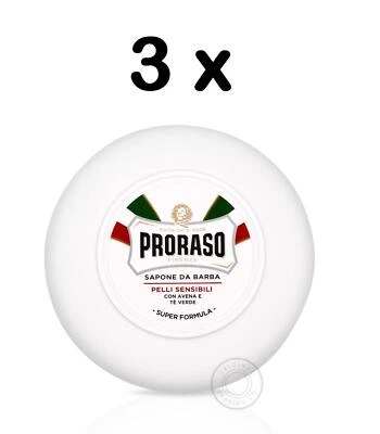 PRORASO Shaving Soap Pot White/Sensitive Oatmeal & Green Tea 150ml 3XPACK TRIPLE