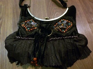 Bolso Cartera Etno Colorido Bolso de Tela Cuentas Lentellera 2 asas, pequeño problema - Imagen 1 de 6