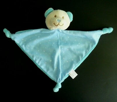 * DOUDOU PLAT TRIANGLE  BABOU OURS BLEU ETOILE BLANC 2 NOEUDS - ETAT NEUF* - Photo 1/4