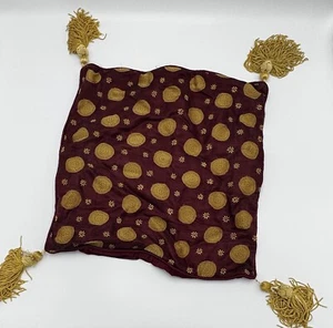 April Cornell Pillow Cover 'Wine' with Gold Tassels 16 x 16" w/Tags - Picture 1 of 4