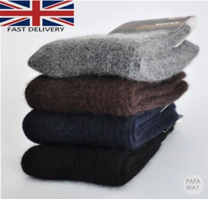 3/6 Pairs Alpaca 100% Wool Alpaka Socks extra thick warm outdoor/Indoor Mens UK - Picture 1 of 8