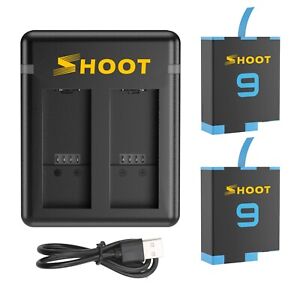 2-Pack 1800mAh Replacement Battery + USB Dual Charger Set GoPro Hero 9 10 11 12