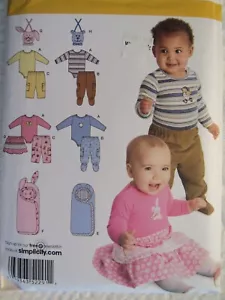 SIMPLICITY 2291 Babies Pants Skirt Bibs Bunting & Bodysuit PATTERN XXS-L UC - Picture 1 of 3