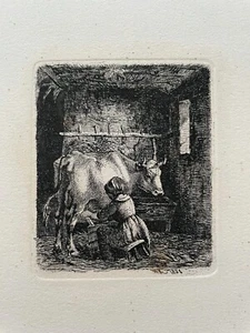 Johannes Wilhelm Zillen 1824-1870 Girl Melkt One Cow Düsseldorf School - Picture 1 of 10