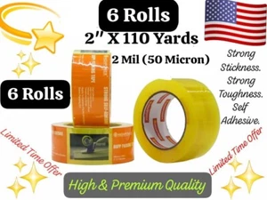 6 rollos 2" X 110 yardas X 2 mil cartón sellado cinta de embalaje transparente caja envío - Imagen 1 de 8