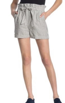 Pantalones Cortos Marco Mezcla de Lino Rayas Para Mujer Talla Pequeña S Cinturón Corbata Cintura Nuevos con Etiquetas Nuevos $235 Foto 1 de 4