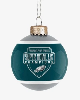 Ornamento de Natal bola de vidro Philadelphia Eagles Super Bowl LIX Champions - Imagem 1 de 4