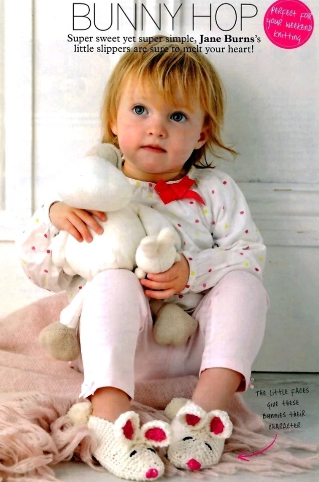 Bunny Rabbit Slippers Knitting Pattern, sizes 6/18 months  - Image 1 of 1