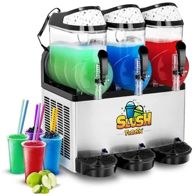 Slush Eis Maschine Slushmaschine Ice Maker Softeis Slusheis LED 3 x 12 Liter - Bild 1 von 4