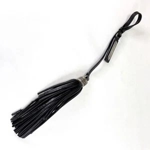 Saint Laurent Paris Leather Tassel Fringe Key Ring Bag Charm Black - Picture 1 of 9