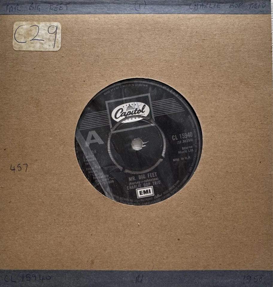CHARLIE BOP TRIO - MR. BIG FEET b-w MERRILL E MOORE - BOOGIE MY BLUES AWAY 7" VG - Image 1 of 1