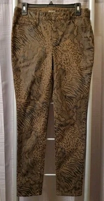 CHICOS Brown & Black Leopard Print Pants Chicos Sz 0R (US 4R) - Image 1 of 4