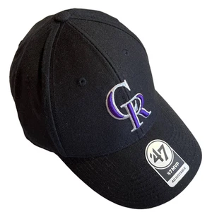 Cappello Colorado Rockies taglia unica regolabile nero viola '47 MVP MLB berretto NUOVO - Foto 1 di 6