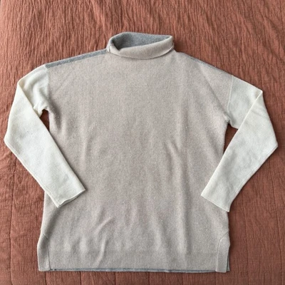 Suéter Vineyard Vines Cashmere Cuello Simulado Bloque de Color XS Beige Gris Silencioso Lujo Foto 1 de 4