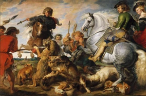 Caza de lobos y zorros | Peter Paul Rubens | Estampado flamenco barroco renacentista de 1616 - Imagen 1 de 9
