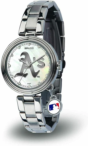 NEW! OAKLAND A'S ATHLETICS WOMEN'S CHARM WATCH MOTHER OF PEARL LICENSED Cover
