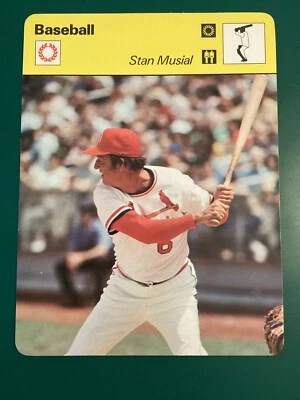 Tarjeta de béisbol Sportscaster 1977 Stan Musial 21-16 Italia Cardenales Foto 1 de 2
