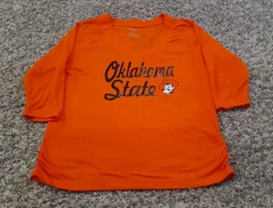 New OSU Oklahoma State Cowboys T Shirt Womens Small Orange 3/4 Sleeve V Neck - Picture 1 of 8