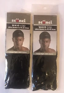 Scunci Wave Cap schwarz faltenfrei Flachnähte eng Microban (2) - Bild 1 von 2