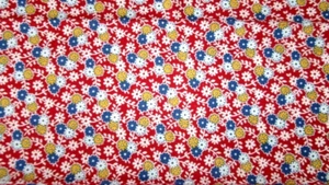 18X22 ANDOVER FABRICS DARK RED W BLUE WHITE GOLD DAISY COTTON FABRIC FAT QUARTER - Picture 1 of 2