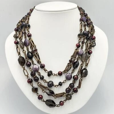 Collar STEPHEN DWECK Perla Negra 4 Hilos Japón Usado De Colección Raro Foto 1 de 4