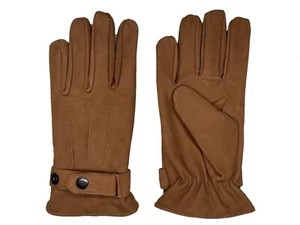 Men's Tan Nubuc Suede leather winter gloves w/ fleece lining  S- 3XL - Picture 1 of 2