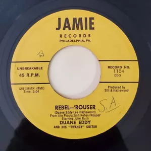 Duane Eddy REBEL-ROUSER / STALKIN' (ROCK 45) #1104 PLAYS VG++ - Picture 1 of 4