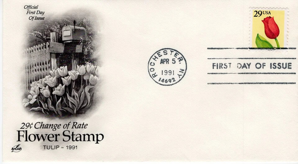 USPS FDC #2524 1991 29c Tulip Flower Stamp Artcraft Cachet ST2101 - Image 1 of 1