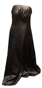 Ladies prom dress strapless black dull satin prom/cocktail/evening dress M - Picture 1 of 5