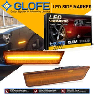 2X For 08-14 Dodge Challenger Front Bumper Amber LED Side Marker Parking Lights - Picture 1 of 11