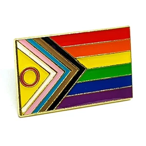 Insigne Progress Pride drapeau grande épingle à revers gay trans bi droits intersexués LGBTQIA+ - Photo 1 sur 8
