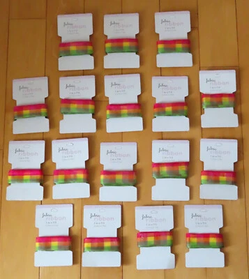 VTG Lot of 17 Multi Color Plaid Wired Edge Polyester Fabric Ribbons 1 in x 9 ft - Image 1 of 4