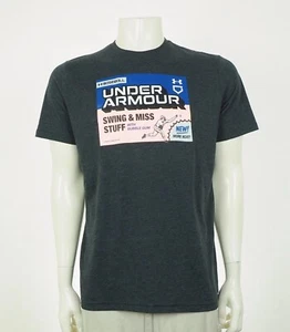 New Under Armour Baseball Shirt Mens Medium Dark Gray Bubblegum Training - Picture 1 of 4
