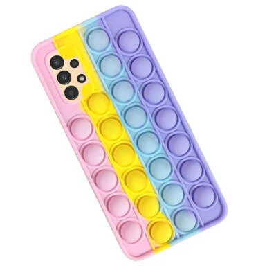 SDTEK Funda Pop para Samsung Galaxy A13/A04s, Fidget Bubble It Cover Estrés Arco Iris
