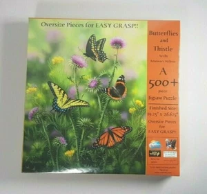 New Butterflies & Thistle Jigsaw Puzzle Art By Rosemary Millette Oversize Pieces - Imagen 1 de 7