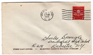 #654 Electric Light Edison 1929 FDC - Planty #46 Variety  - Picture 1 of 2
